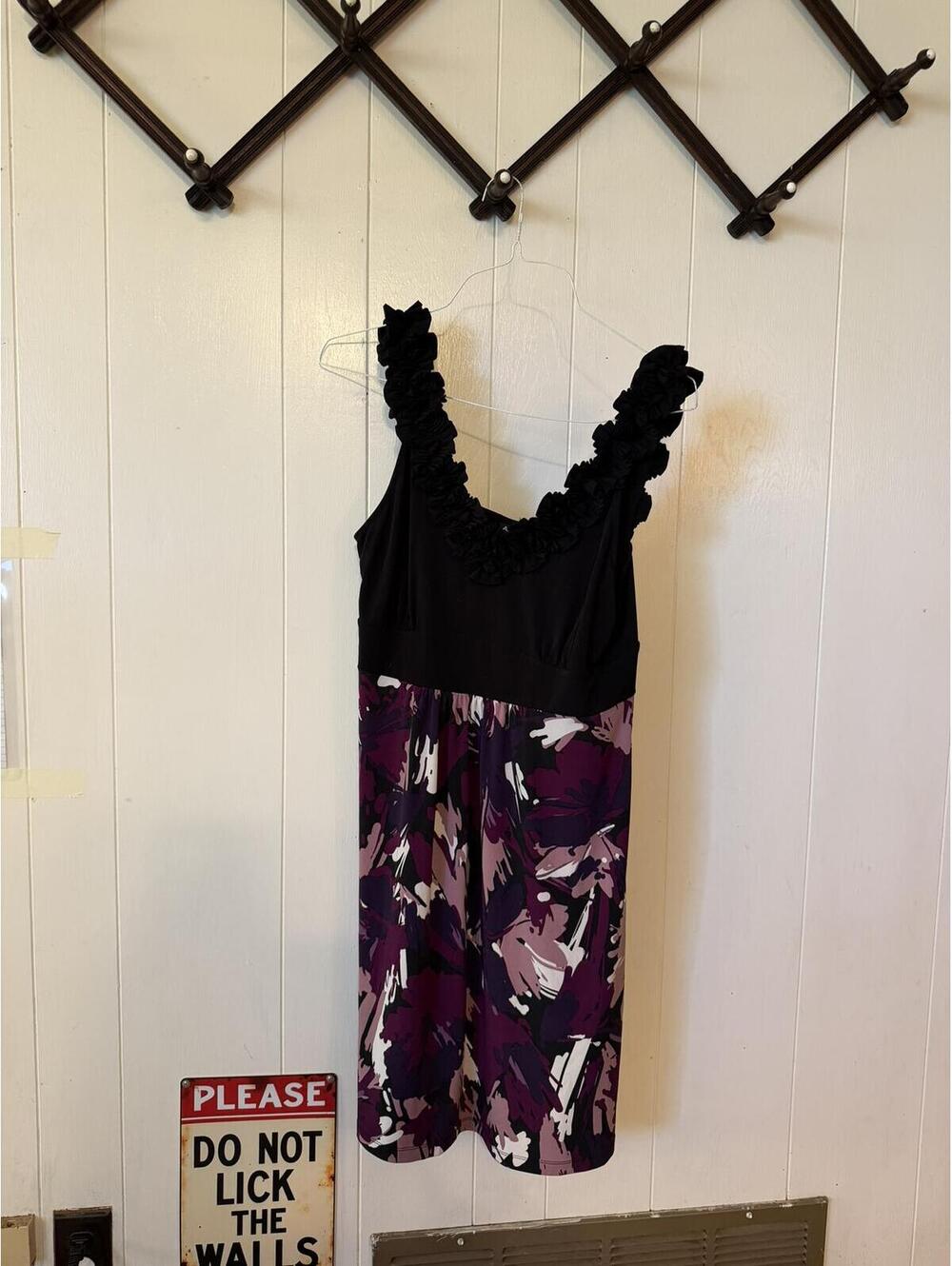 Apt. 9 Women's Black and Purple Abstract Print Sleeveless Dress Size L